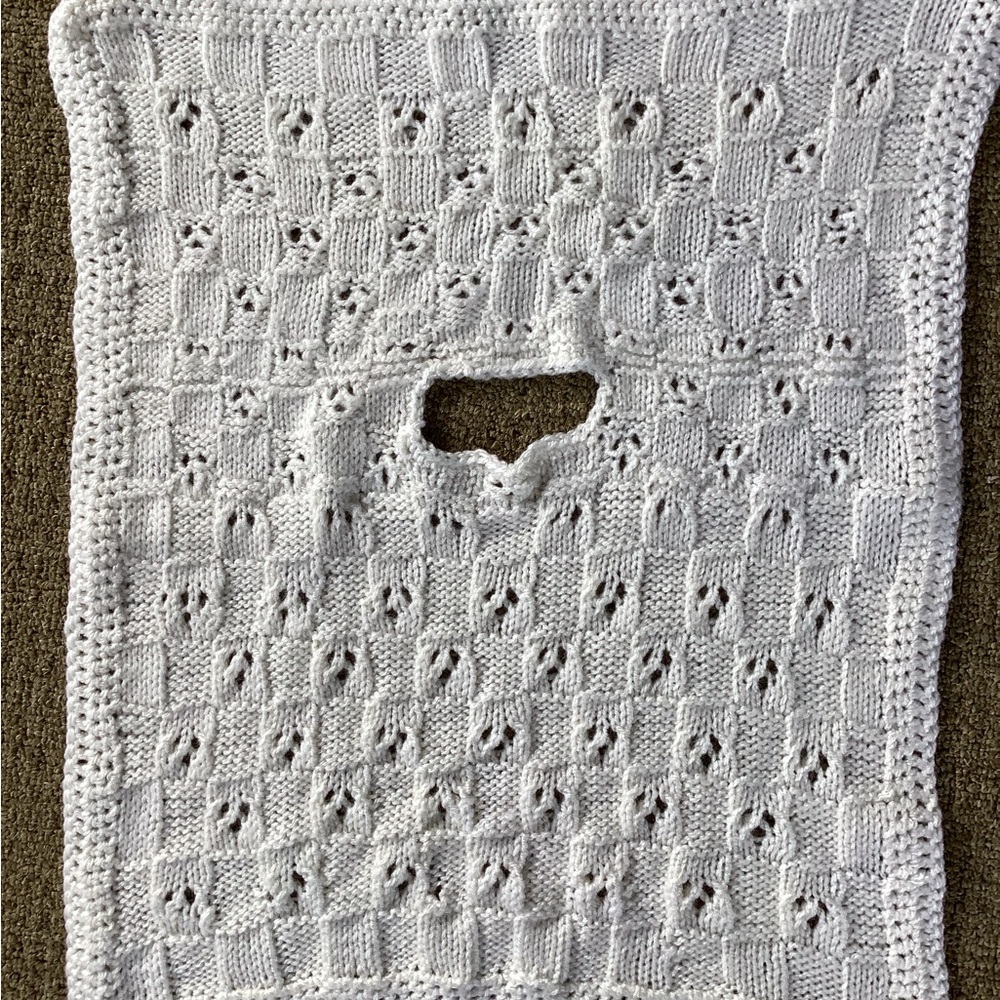 Carseat Baby Blanket Hand Crafted White Knitted Unisex - Picture 5 of 16